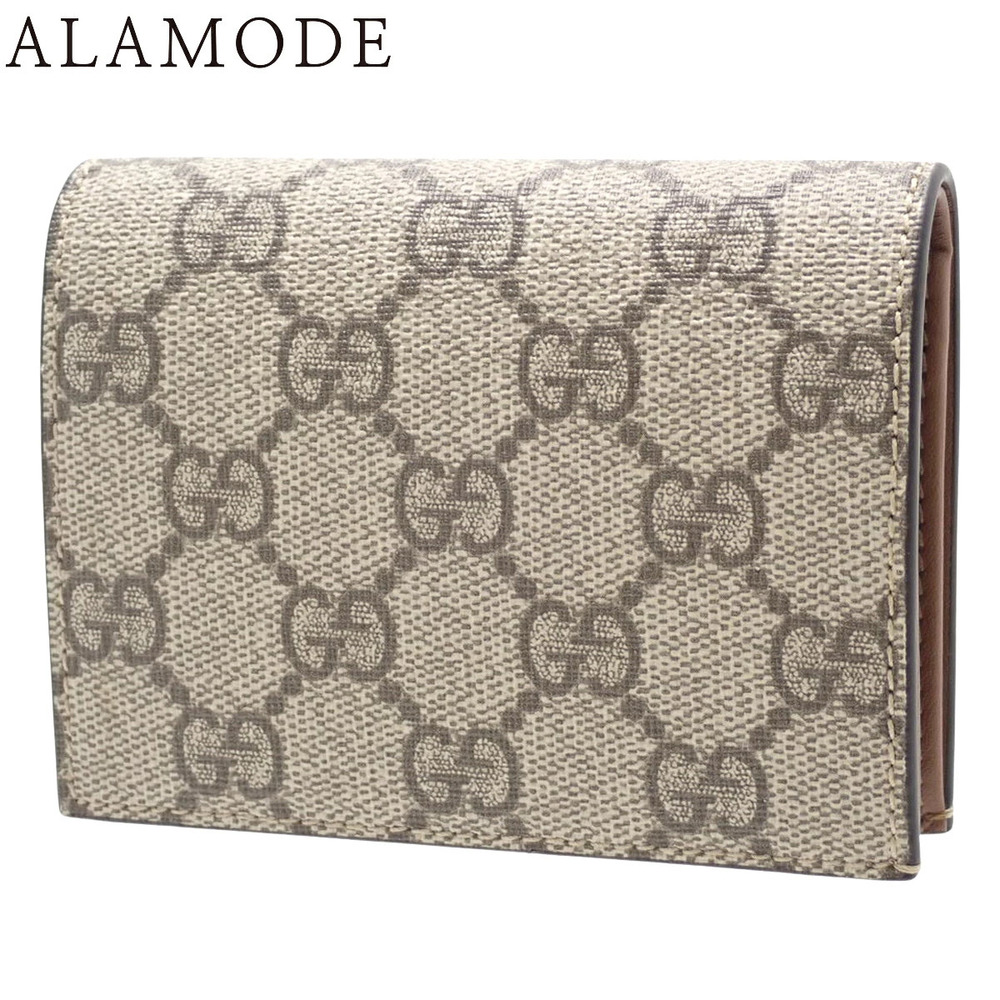 GUCCI GG Supreme Bi fold Wallet Compact Canvas Leather Beige Brown - Picture 1 of 6